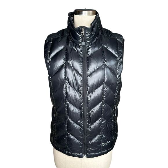 RISCHIO Black Goose Down Puffer Vest Women's Size Large Cozy Puff - Picture 1 of 6